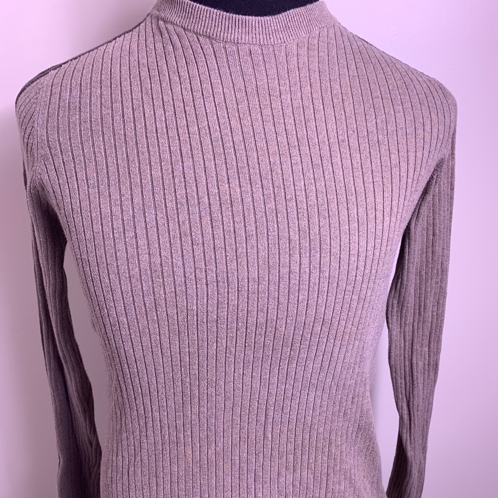 Mens Calvin Klein  Brown/Tan Half-Zip Sweater